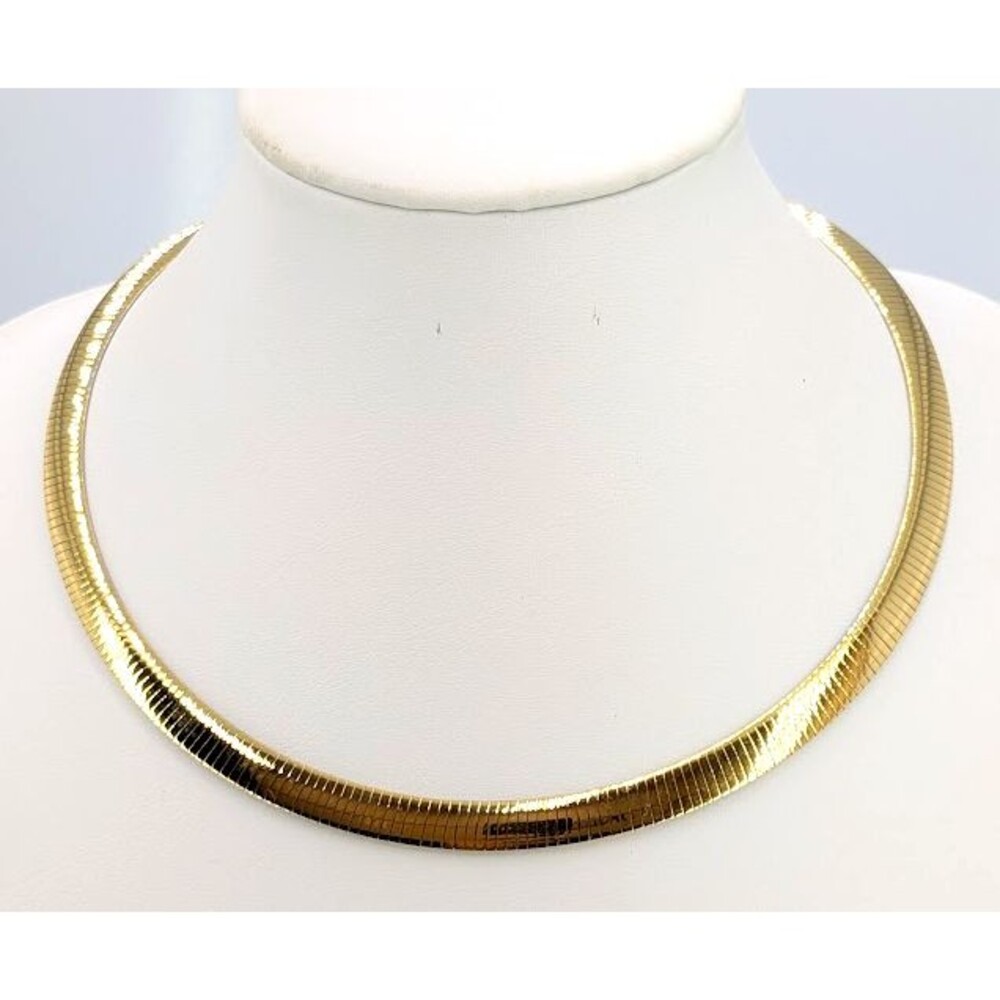 Milor Italy Signed Reversible Omega Necklace Gold Silver Stainless Steel 18 in
